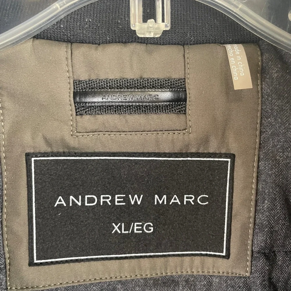 Andrew Marc Men XL Olive Green Full Zip Quilted Lined Military Hip Bomber Jacket